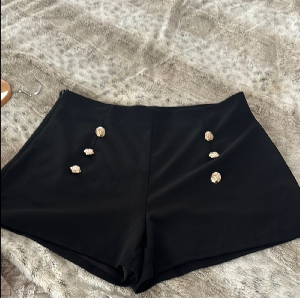 SHEIN Black and Gold High Waist Shorts